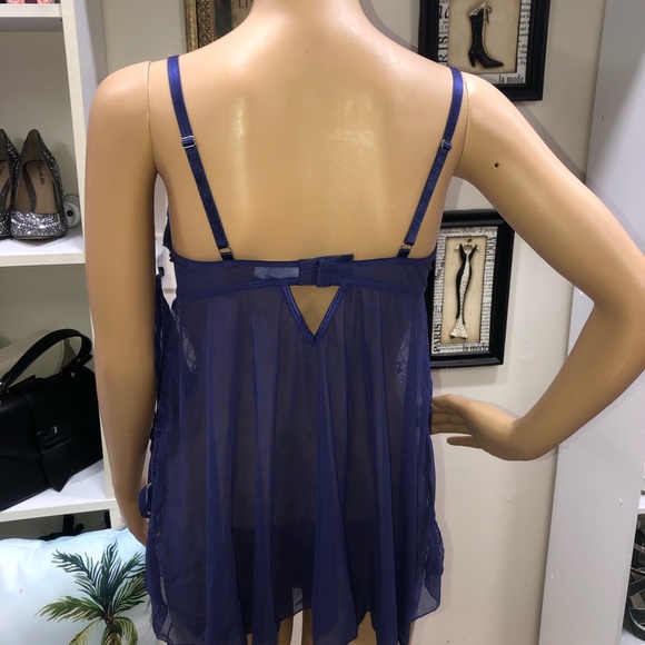 Frederick's Of Hollywood Lace Mesh Babydoll And Bottom 2 Piece Set Size L - Picture 7 of 14